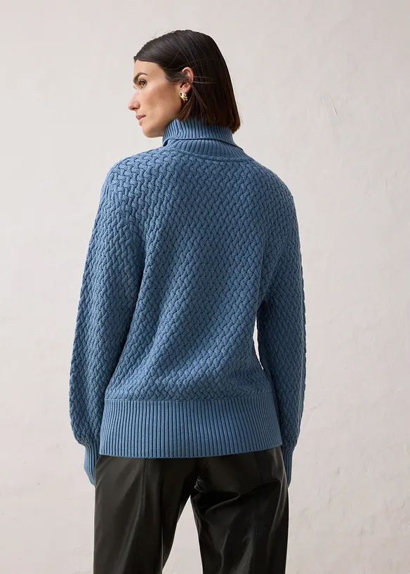 Pull col roulé avec laine mérinos, bonprix