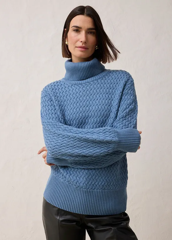 Pull col roulé avec laine mérinos, bonprix