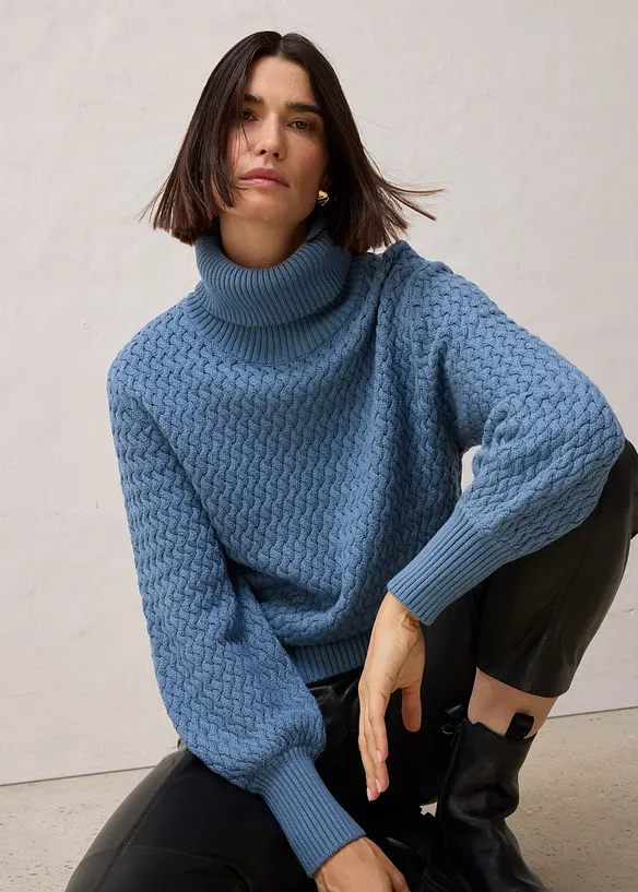 Pull col roulé avec laine mérinos, bonprix