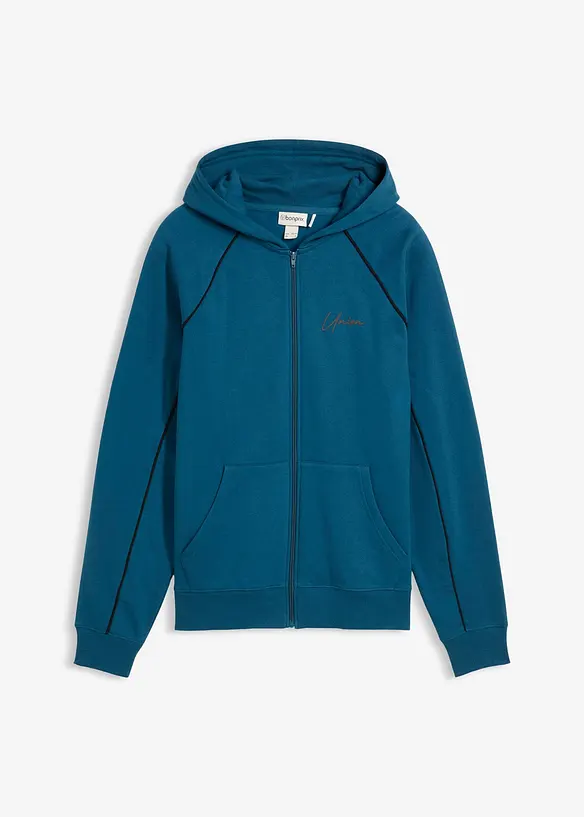 Sweat zippé 100% coton à détails contrastants, bonprix