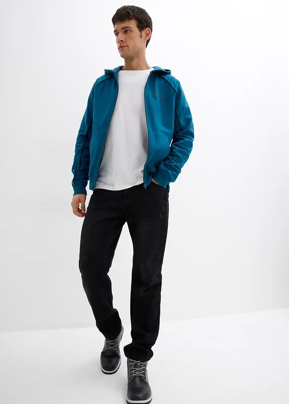 Sweat zippé 100% coton à détails contrastants, bonprix