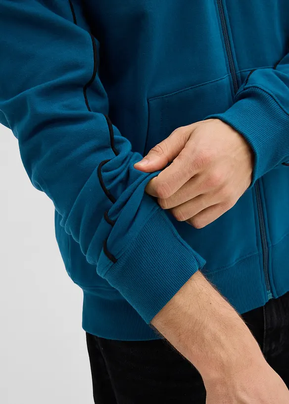 Sweat zippé 100% coton à détails contrastants, bonprix