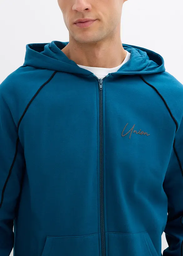 Sweat zippé 100% coton à détails contrastants, bonprix