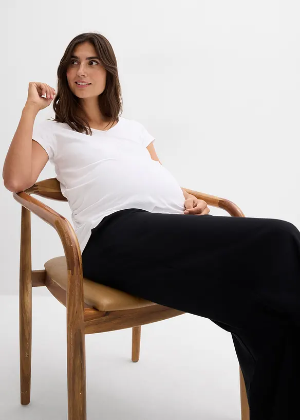 Pantalon de grossesse en jersey milano, jambe large, bonprix