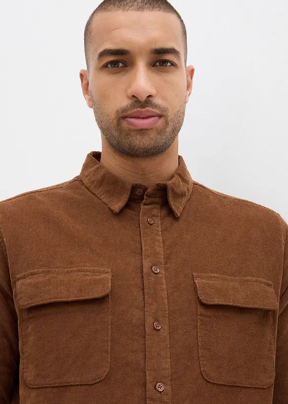 Chemise en velours côtelé extensible avec doublure polaire, bonprix