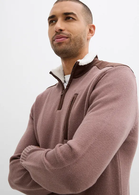 Pull camionneur à empiècement tissé, bonprix