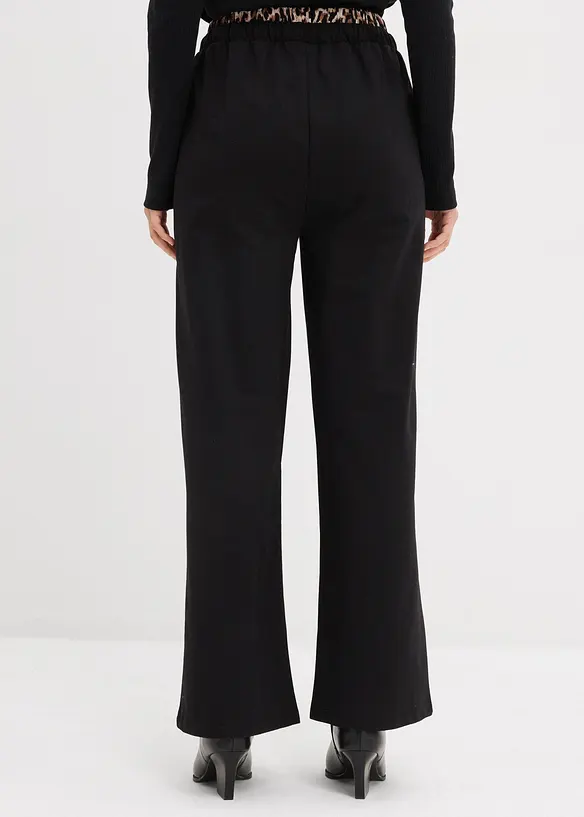 Pantalon large en sweat à ceinture contrastante, bonprix