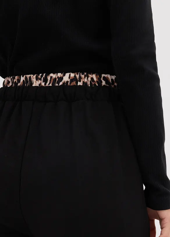 Pantalon large en sweat à ceinture contrastante, bonprix