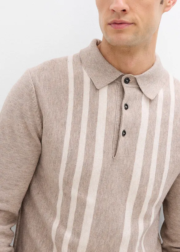 Pull polo slim en fine maille, bonprix