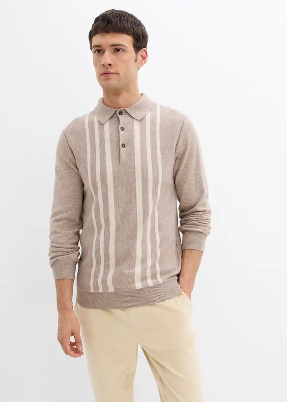 Pull polo slim en fine maille, bonprix