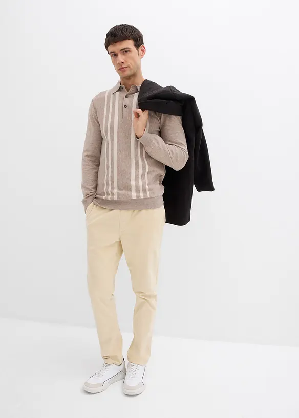 Pull polo slim en fine maille, bonprix