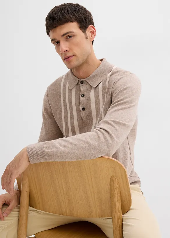 Pull polo slim en fine maille, bonprix