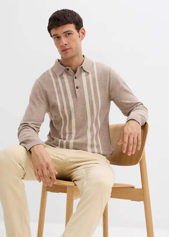 Pull polo slim en fine maille, bonprix