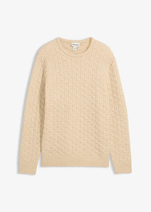 Pull à col rond et motif texturé, bonprix