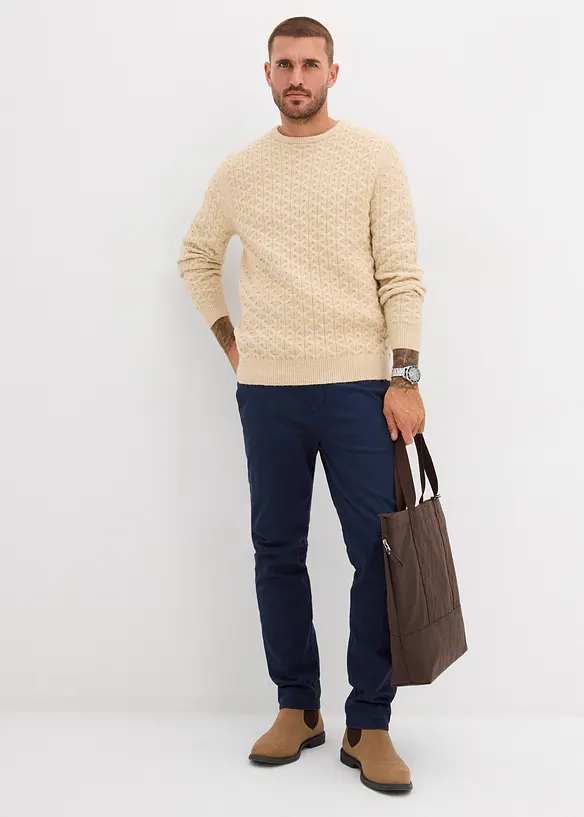 Pull à col rond et motif texturé, bonprix