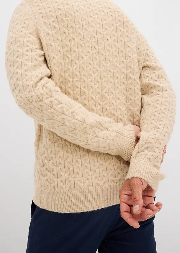 Pull à col rond et motif texturé, bonprix