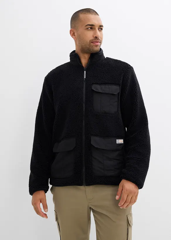Veste en sherpa à poches pratiques et détails sportifs, bonprix