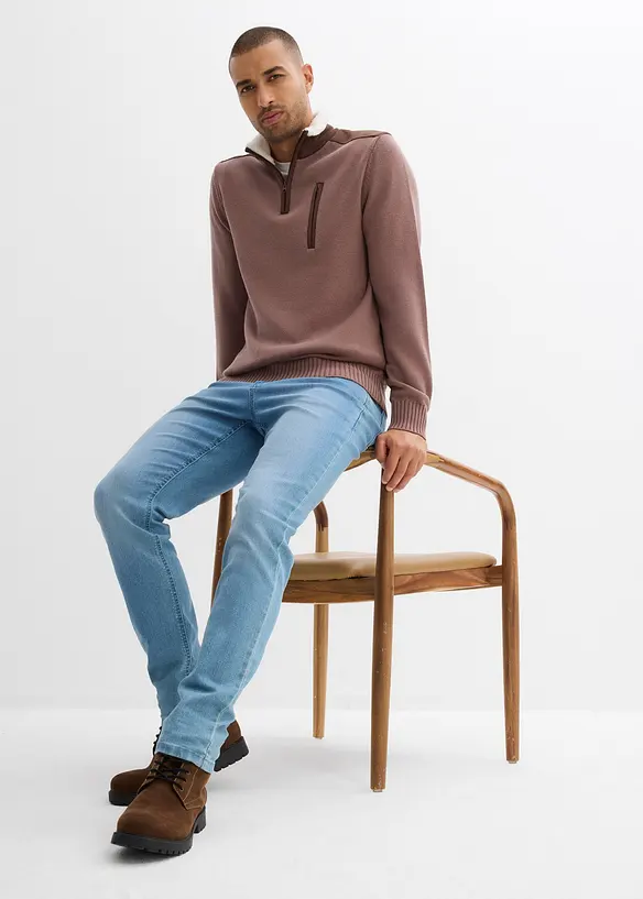 Pull camionneur à empiècement tissé, bonprix