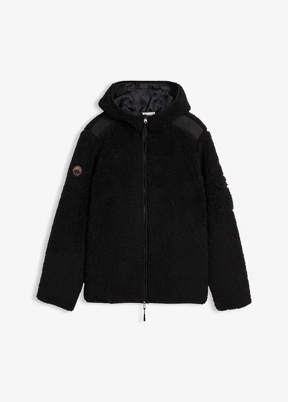 Veste en sherpa avec empiècement mesh et capuche, bonprix