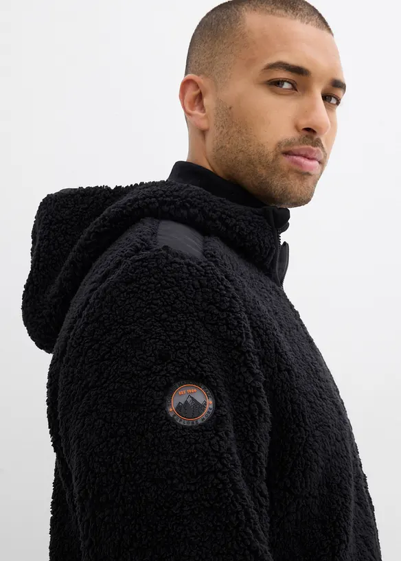 Veste en sherpa avec empiècement mesh et capuche, bonprix