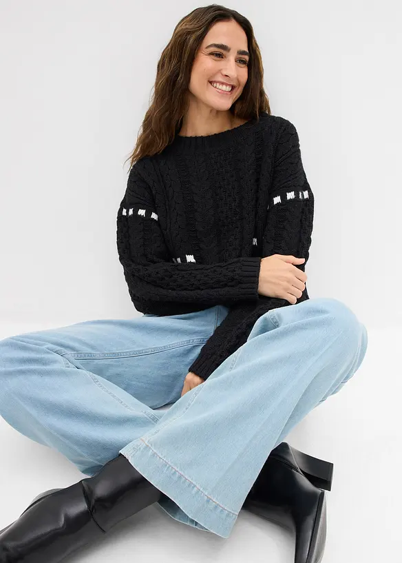 Pull en grosse maille torsadée, bonprix