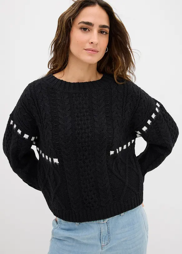 Pull en grosse maille torsadée, bonprix