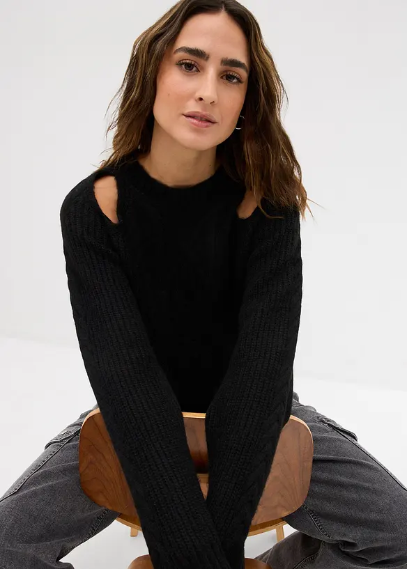 Pull en grosse maille à motif torsadé, bonprix