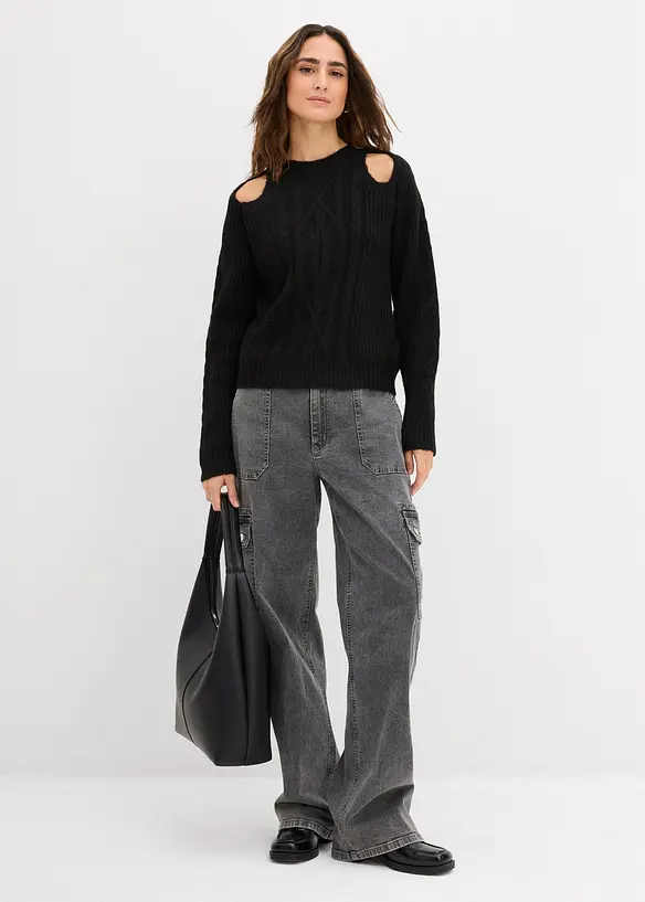 Pull en grosse maille à motif torsadé, bonprix