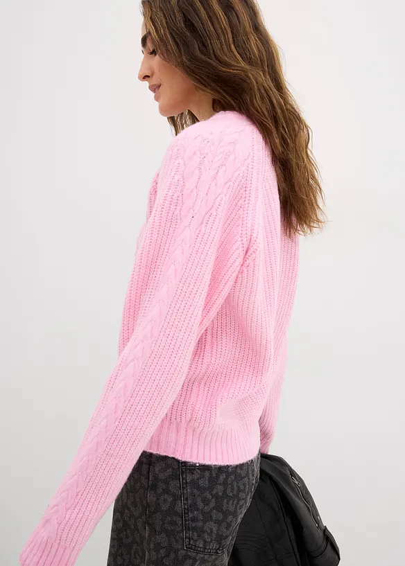 Pull en grosse maille &agrave; motif torsad&eacute;, bonprix