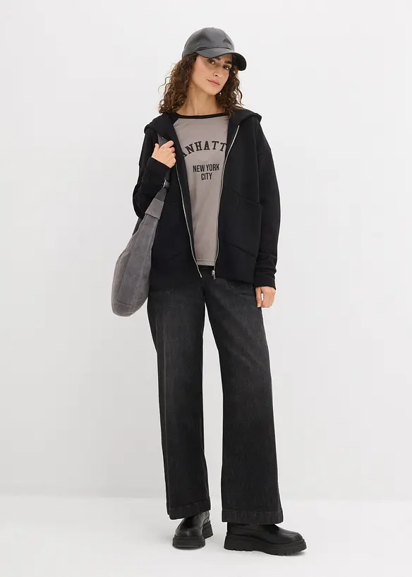 Sweat zipp&eacute; oversize, bonprix