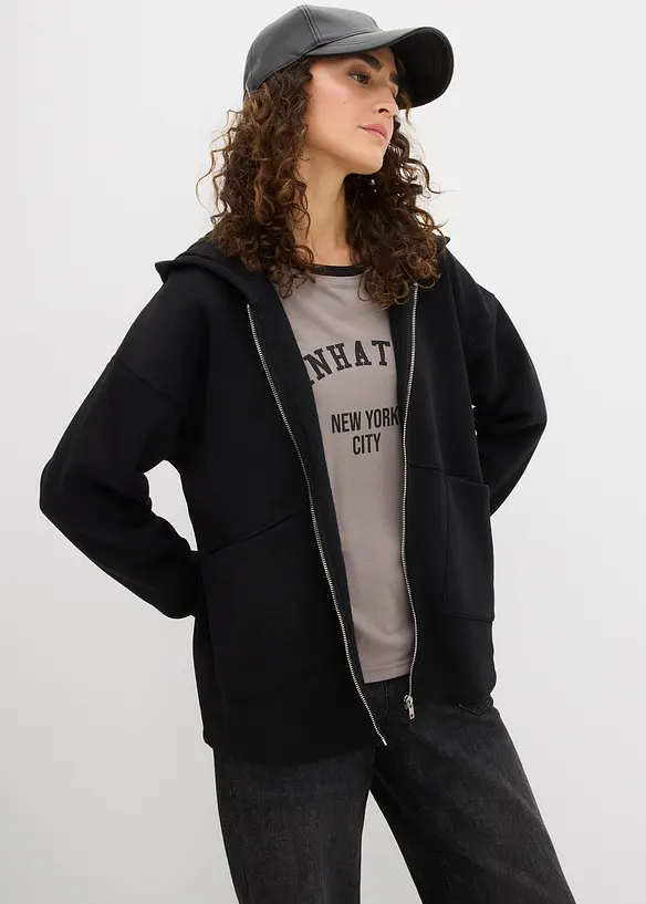 Sweat zipp&eacute; oversize, bonprix