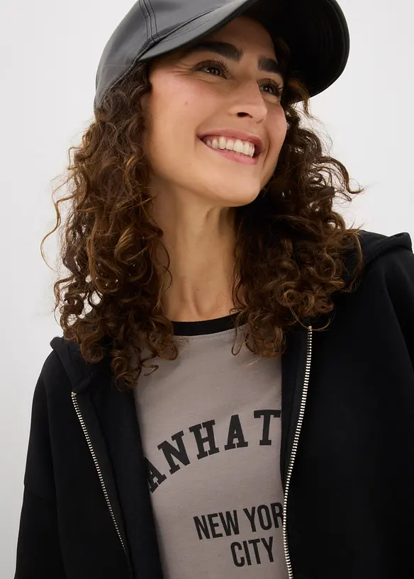 Sweat zipp&eacute; oversize, bonprix