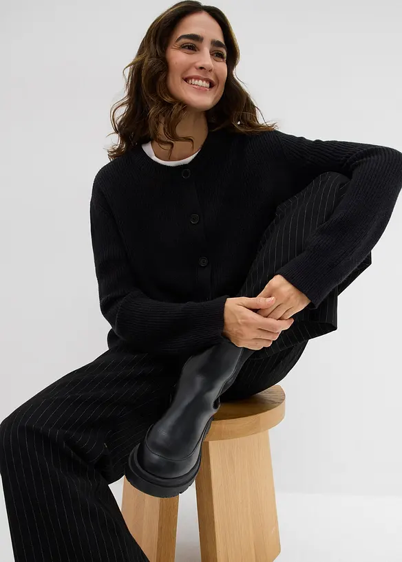 Gilet en fine maille à col rond, bonprix