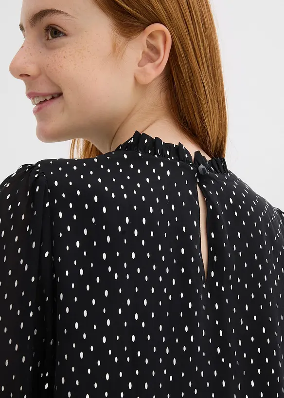 Blouse en mousseline à col volanté, bonprix
