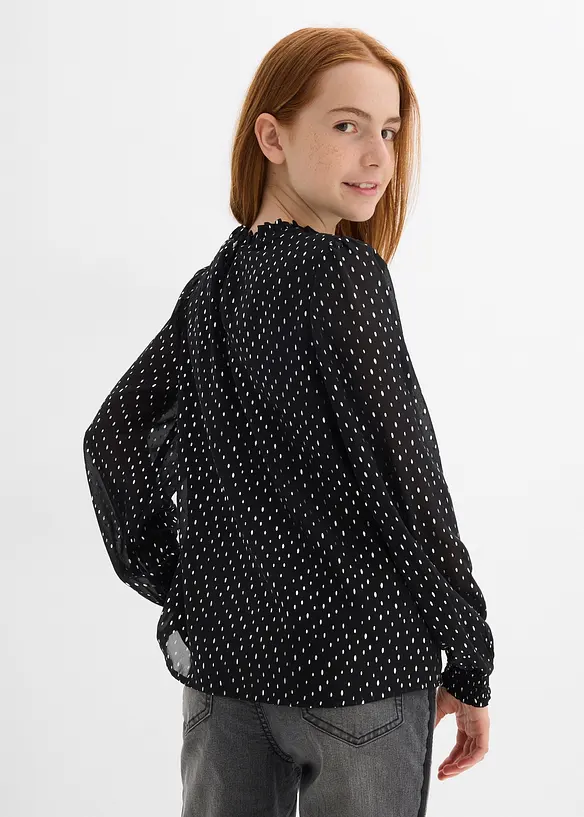 Blouse en mousseline à col volanté, bonprix