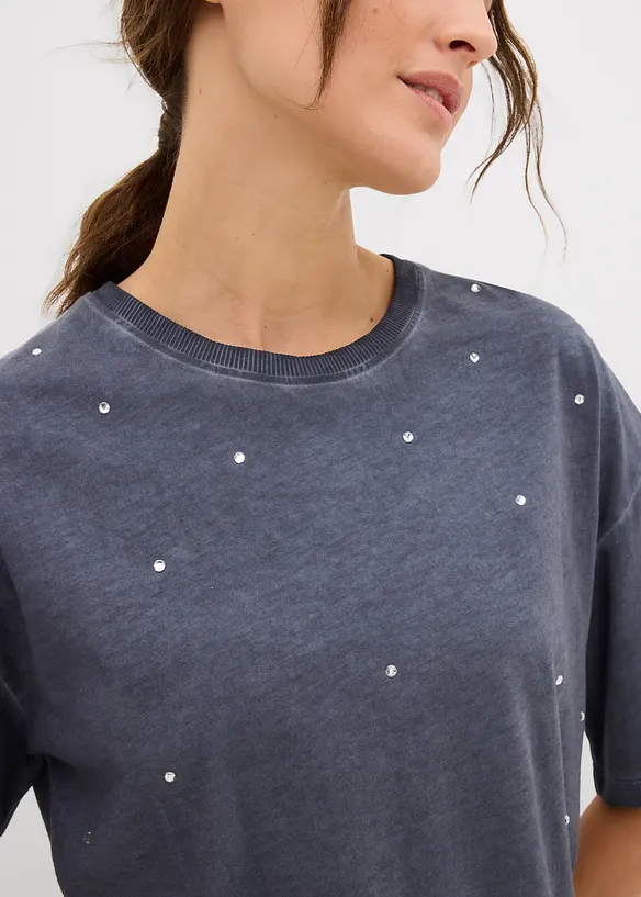 T-shirt 100% coton à strass, bonprix