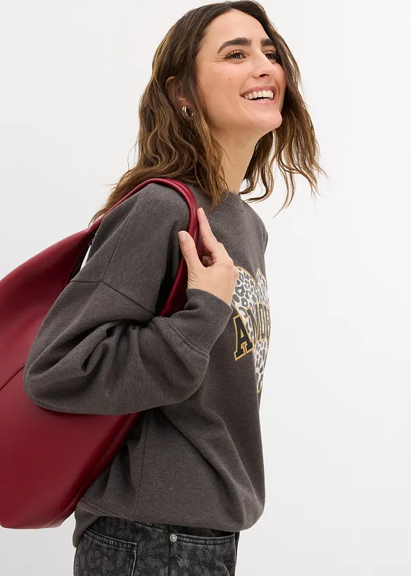 Sweat oversize en coton m&eacute;lang&eacute;, bonprix