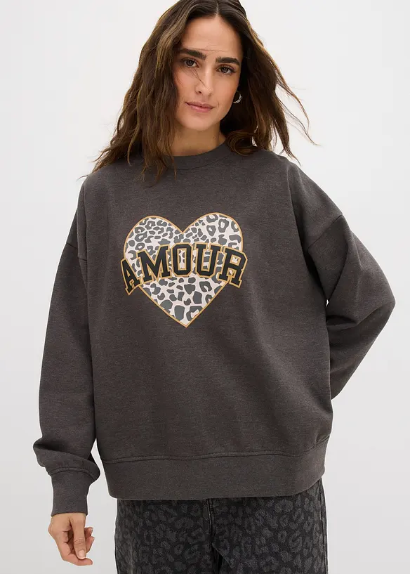 Sweat oversize en coton m&eacute;lang&eacute;, bonprix
