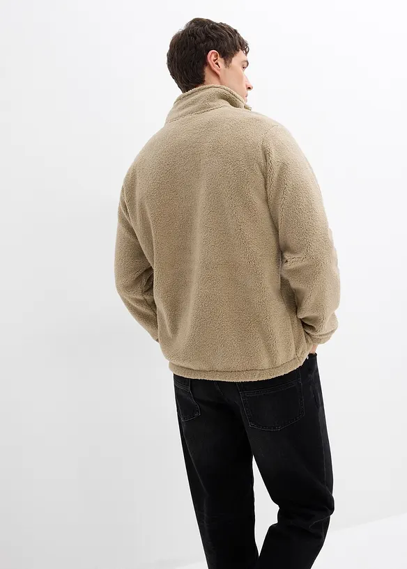 Pull en polaire peluche avec col zippé, bonprix