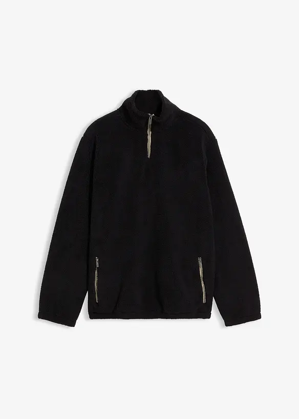 Pull en polaire peluche avec col zippé, bonprix