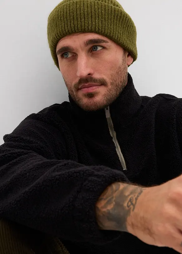 Pull en polaire peluche avec col zippé, bonprix