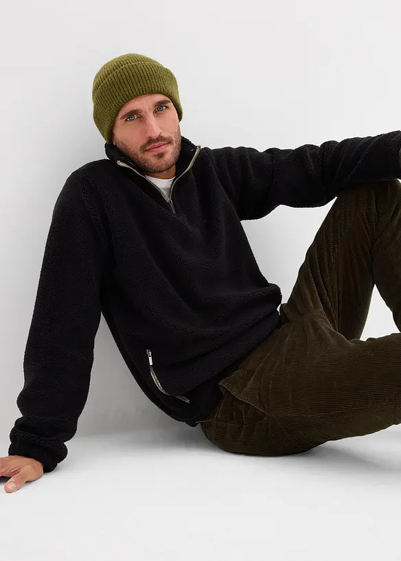 Pull en polaire peluche avec col zippé, bonprix