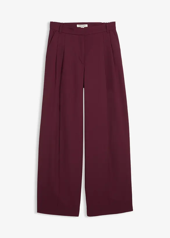 Pantalon à pinces, taille élastiquée et fente, bonprix