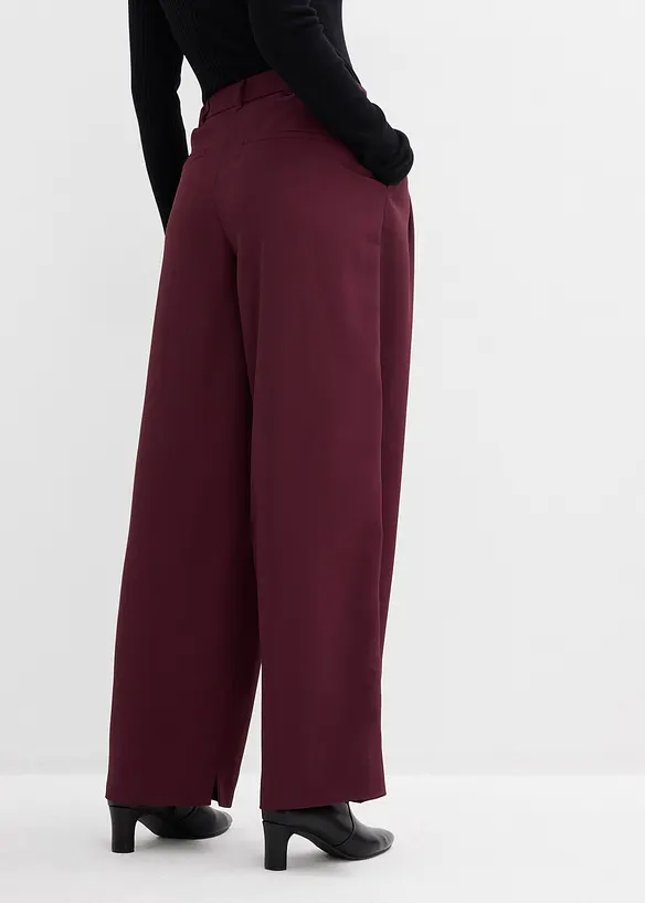 Pantalon à pinces, taille élastiquée et fente, bonprix