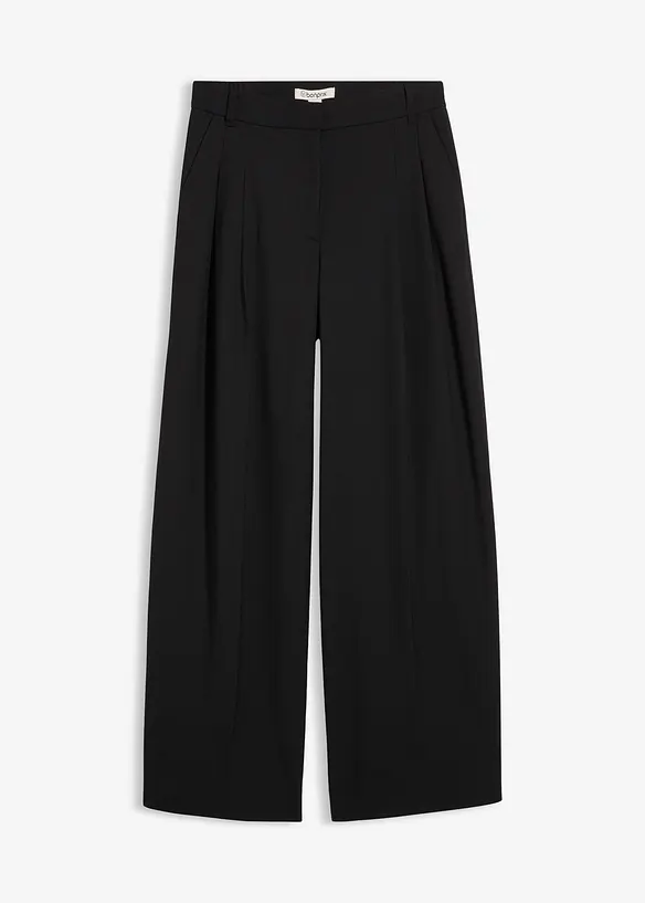 Pantalon à pinces, taille élastiquée et fente, bonprix