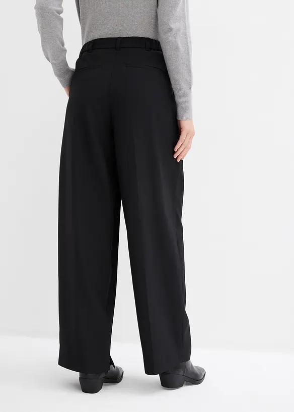 Pantalon à pinces, taille élastiquée et fente, bonprix