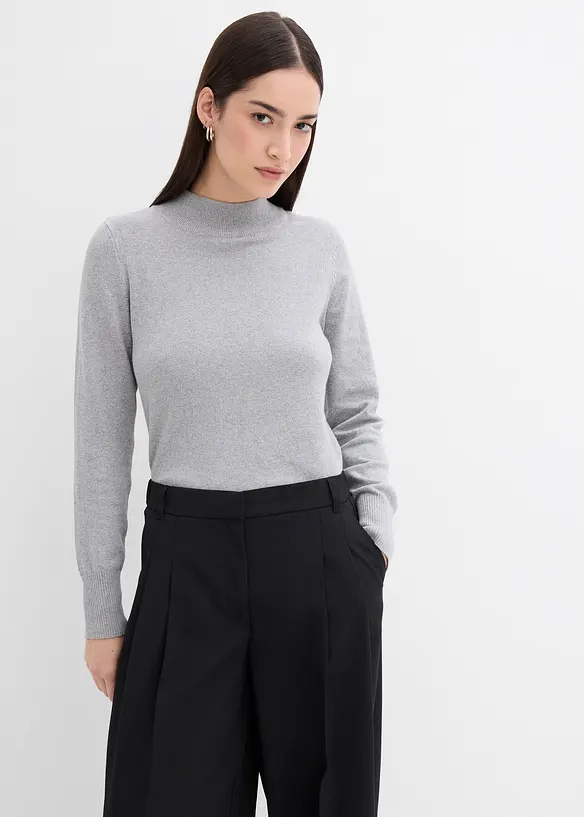 Pantalon à pinces, taille élastiquée et fente, bonprix