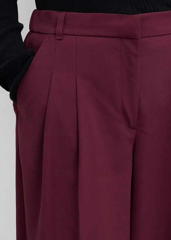 Pantalon à pinces, taille élastiquée et fente, bonprix