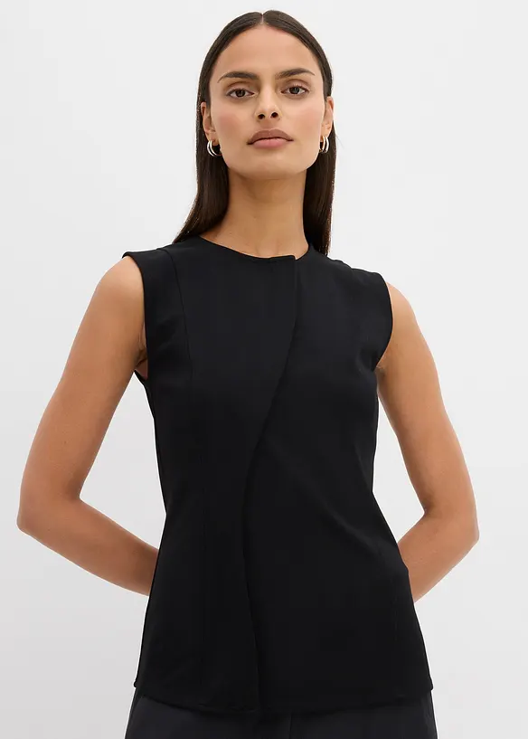 Gilet sans manches asymétrique en Punto di Roma, bonprix