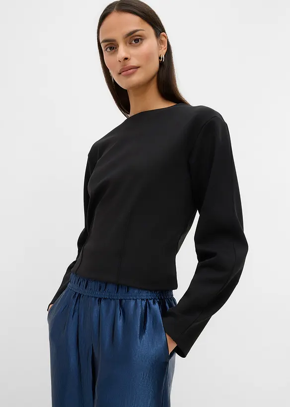 Pantalon palazzo satin&eacute; &agrave; taille &eacute;lastiqu&eacute;e, bonprix